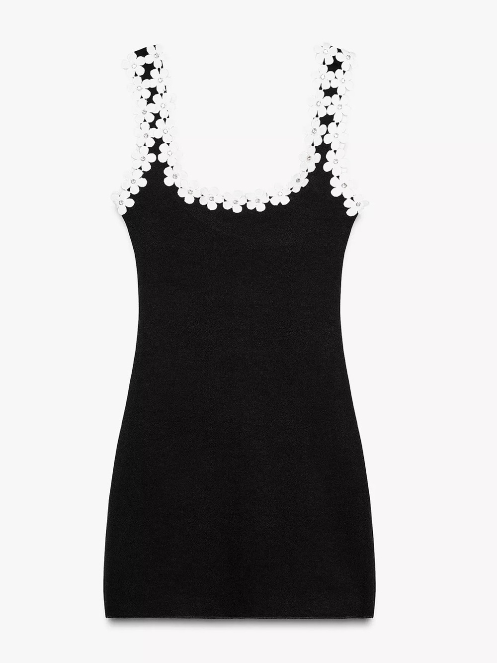 White Floral Trim short dress